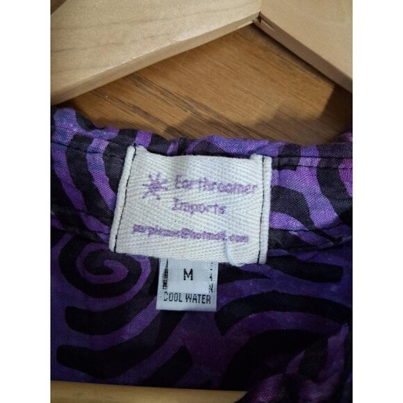 Earthroamer Vintage Purple Swirl Button-Up Shirt By Earthrags Short Sleeve Light - Picture 3 of 5
